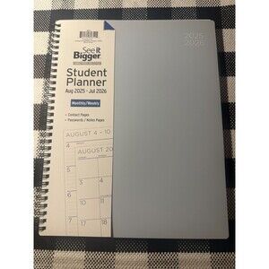 2025-July 2026 Weekly Monthly Student Planner 8.5" x 11" Tabbed Large Print Blue